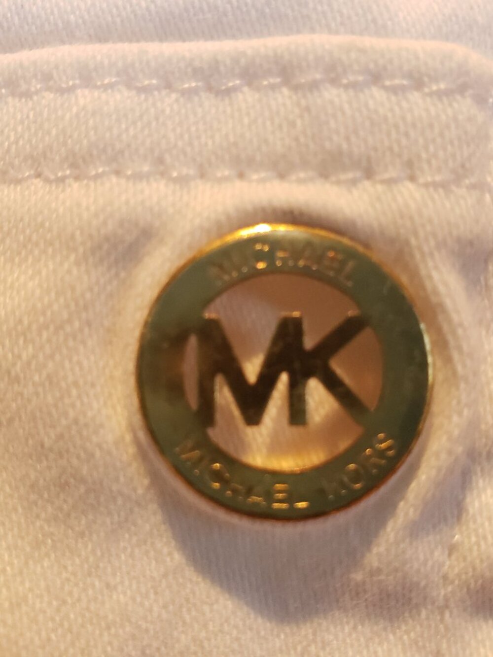 Michael Kors White Izzy Skinny Crop Gold Logo Denim Skinny Jeans Women’s Sz 10